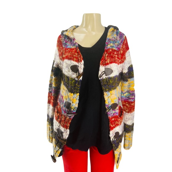 Hot & Delicious Boho Multi color Knit Cardigan Swearer Jacket Size XS - Picture 2 of 12